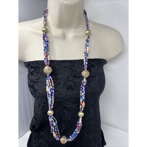CHICO'S LONG BEADED MULTI-COLOR SINGLE-STRAND NECKLACE